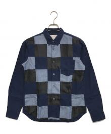COMME des GARCONS SHIRT（コムデギャルソンシャツ）の古着「パッチワークシャツ」｜ネイビー