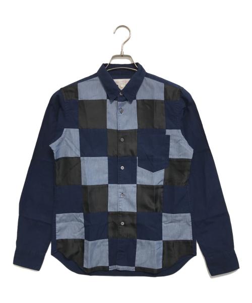 COMME des GARCONS SHIRT（コムデギャルソンシャツ）COMME des GARCONS SHIRT (コムデギャルソンシャツ) パッチワークシャツ ネイビー サイズ:Mの古着・服飾アイテム