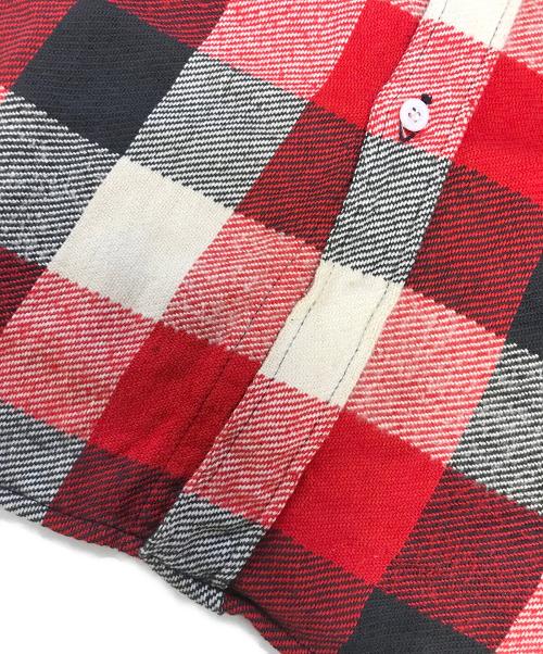 ROOMY RICHARD（ルーミーリチャード）ROOMY RICHARD (ルーミーリチャード) マチ付きチェックネルシャツ レッド サイズ:15の古着・服飾アイテム