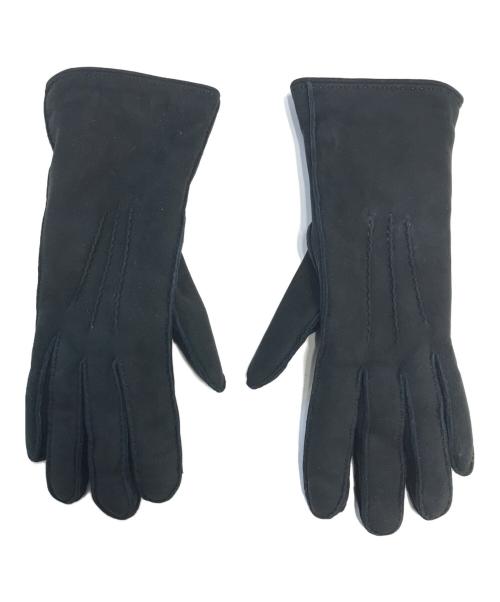 HERMES（エルメス）HERMES (エルメス) ラビットファーレザーグローブ ブラックの古着・服飾アイテム