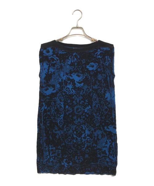 Jean Paul GAULTIER SOLEIL（ジャンポールゴルチェ ソレイユ）Jean Paul GAULTIER SOLEIL (ジャンポールゴルチェ ソレイユ) ノースリーブ総柄ベロアカットソー ブルー サイズ:Ｍの古着・服飾アイテム