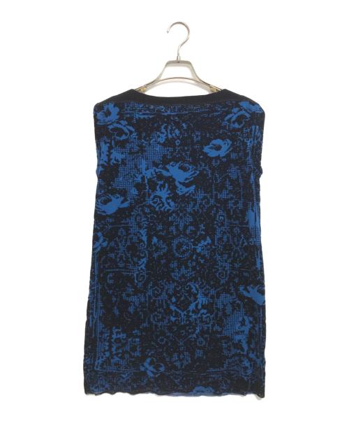Jean Paul GAULTIER SOLEIL（ジャンポールゴルチェ ソレイユ）Jean Paul GAULTIER SOLEIL (ジャンポールゴルチェ ソレイユ) ノースリーブ総柄ベロアカットソー ブルー サイズ:Ｍの古着・服飾アイテム
