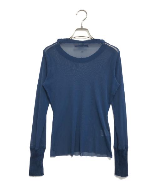 Jean Paul Gaultier FEMME（ジャンポールゴルチエ フェム）Jean Paul Gaultier FEMME (ジャンポールゴルチエ フェム) リブニットパワーネットカットソー ブルー サイズ:40の古着・服飾アイテム