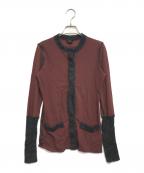 Jean Paul Gaultier FEMMEジャンポールゴルチエ フェム）の古着「ニット切替パワーネットシャツ」｜レッド