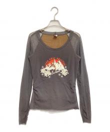 Jean Paul GAULTIER SOLEIL（ジャンポールゴルチェ ソレイユ）の古着「ロゴ刺繍パワーネットカットソー」｜グレー