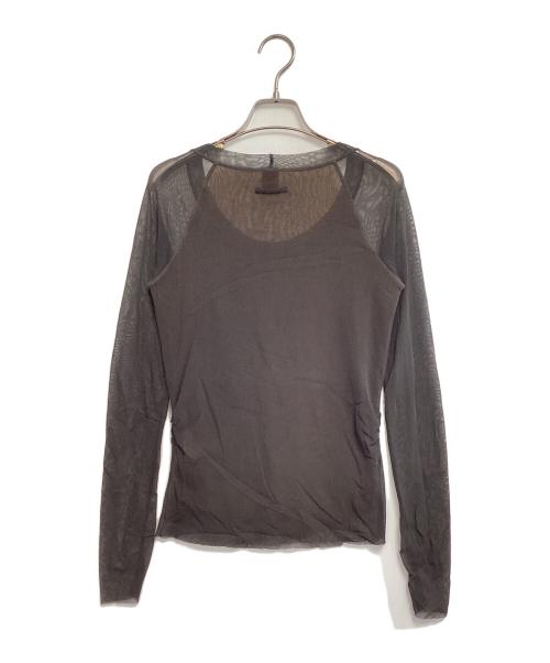 Jean Paul GAULTIER SOLEIL（ジャンポールゴルチェ ソレイユ）Jean Paul GAULTIER SOLEIL (ジャンポールゴルチェ ソレイユ) ロゴ刺繍パワーネットカットソー グレー サイズ:Sの古着・服飾アイテム