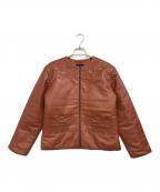 Jean Paul Gaultier FEMMEジャンポールゴルチエ フェム）の古着「ラムレザー刺繍ジャケット」｜ブラウン