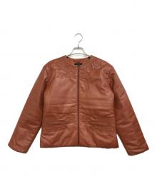 Jean Paul Gaultier FEMME（ジャンポールゴルチエ フェム）の古着「ラムレザー刺繍ジャケット」｜ブラウン