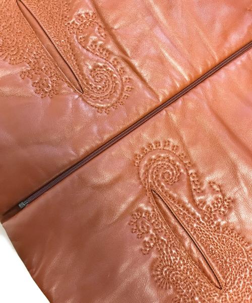 Jean Paul Gaultier FEMME（ジャンポールゴルチエ フェム）Jean Paul Gaultier FEMME (ジャンポールゴルチエ フェム) ラムレザー刺繍ジャケット ブラウン サイズ:40の古着・服飾アイテム