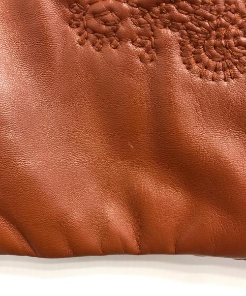 Jean Paul Gaultier FEMME（ジャンポールゴルチエ フェム）Jean Paul Gaultier FEMME (ジャンポールゴルチエ フェム) ラムレザー刺繍ジャケット ブラウン サイズ:40の古着・服飾アイテム