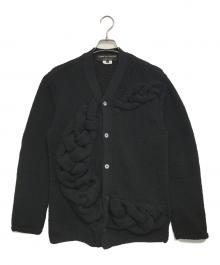 COMME des GARCONS HOMME PLUS（コムデギャルソンオムプリュス）の古着「ケーブルニットカーディガン」｜ブラック