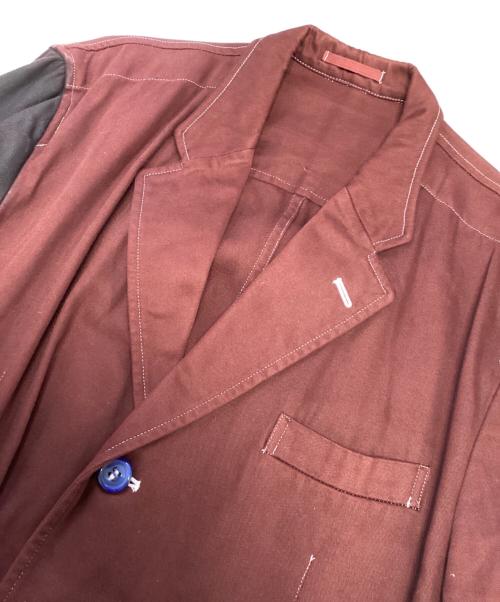 COMME des GARCONS HOMME（コムデギャルソン オム）COMME des GARCONS HOMME (コムデギャルソン オム) 片袖切替テーラードジャケット レッド サイズ:Ｍの古着・服飾アイテム