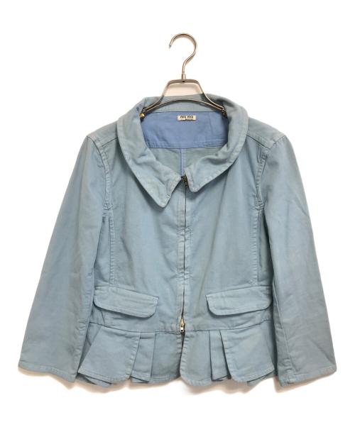 MIU MIU（ミュウミュウ）MIU MIU (ミュウミュウ) フリルデザインジップジャケット スカイブルー サイズ:44の古着・服飾アイテム