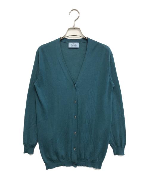 PRADA（プラダ）PRADA (プラダ) バージンウールニットカーディガン グリーン サイズ:40の古着・服飾アイテム