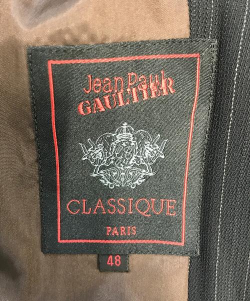 Jean Paul GAULTIER CLASSIQUE（ジャンポールゴルチエクラシック）Jean Paul GAULTIER CLASSIQUE (ジャンポールゴルチエクラシック) ストライプスーパーロングコート ブラック サイズ:48の古着・服飾アイテム