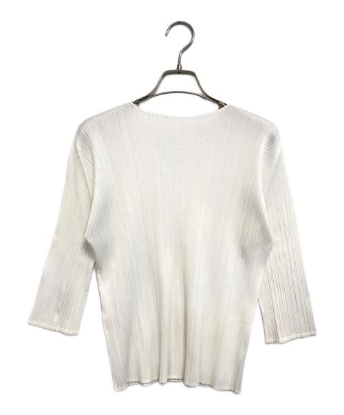 PLEATS PLEASE（プリーツプリーズ）PLEATS PLEASE (プリーツプリーズ) プリーツ加工 クルーネック カットソー アイボリー サイズ:3の古着・服飾アイテム
