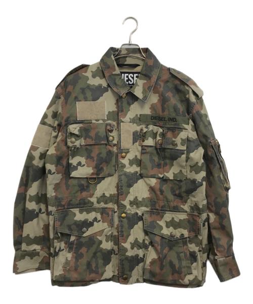 DIESEL（ディーゼル）DIESEL (ディーゼル) カモフラミリタリージャケット オリーブ サイズ:Lの古着・服飾アイテム