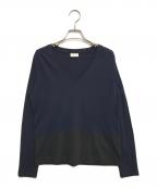 ）の古着「バイカラーVネックニット」｜ネイビー×ブラック