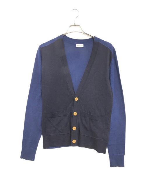 DRIES VAN NOTEN（ドリスヴァンノッテン）DRIES VAN NOTEN (ドリスヴァンノッテン) バイカラーニットカーディガン ネイビー×ブラック サイズ:Sの古着・服飾アイテム