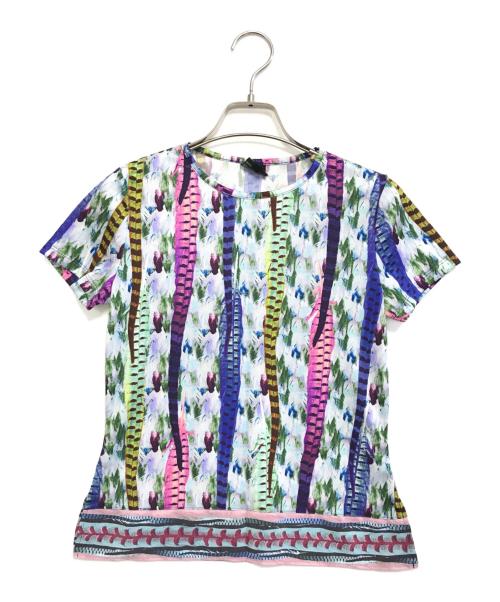 Jean Paul Gaultier FEMME（ジャンポールゴルチエ フェム）Jean Paul GAULTIER FEMME (ジャンポールゴルチエ フェム) 転写プリントTシャツ ブルー サイズ:40の古着・服飾アイテム