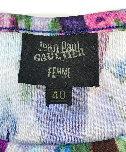 Jean Paul Gaultier FEMME（ジャンポールゴルチエ フェム）Jean Paul GAULTIER FEMME (ジャンポールゴルチエ フェム) 転写プリントTシャツ ブルー サイズ:40の古着・服飾アイテム