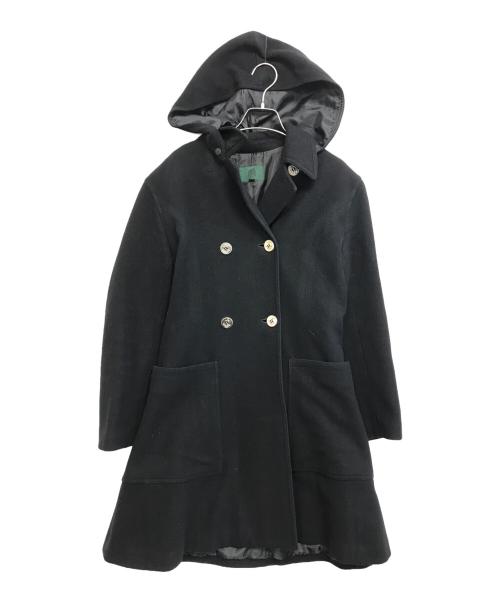 JUNIOR GAULTIER（ジュニアゴルチエ）JUNIOR GAULTIER (ジュニアゴルチエ) フード付ダブルブレストコート ブラック サイズ:40の古着・服飾アイテム