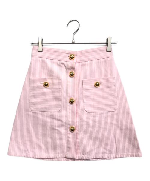 MIU MIU（ミュウミュウ）MIU MIU (ミュウミュウ) ストライプミニスカート ピンク サイズ:38の古着・服飾アイテム