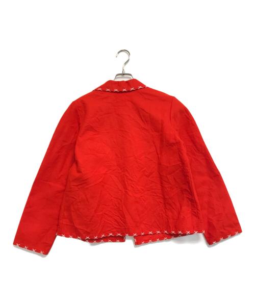 COMME des GARCONS GIRL（コムデギャルソンガール）COMME des GARCONS GIRL (コムデギャルソンガール) クロスステッチ 製品洗いジャケット レッド サイズ:Sの古着・服飾アイテム