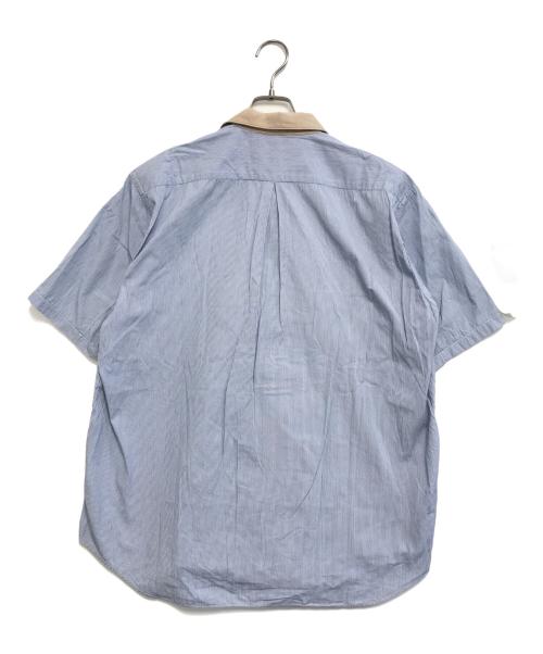 COMME des GARCONS SHIRT（コムデギャルソンシャツ）COMME des GARCONS SHIRT (コムデギャルソンシャツ) 異素材切替S/Sストライプシャツ ベージュ×ブルー サイズ:Mの古着・服飾アイテム