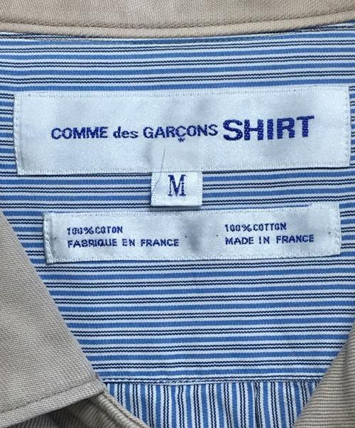 COMME des GARCONS SHIRT（コムデギャルソンシャツ）COMME des GARCONS SHIRT (コムデギャルソンシャツ) 異素材切替S/Sストライプシャツ ベージュ×ブルー サイズ:Mの古着・服飾アイテム