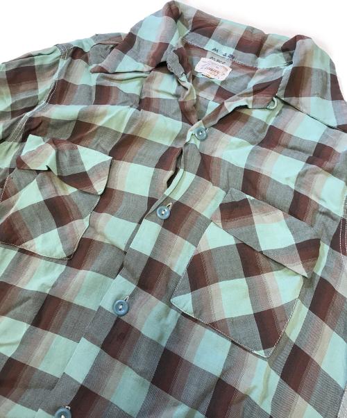 PENNEYS（ペニーズ）PENNEYS (ペニーズ) 開襟レーヨンチェックシャツ グリーン サイズ:Sの古着・服飾アイテム