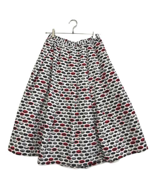 BLACK COMME des GARCONS（ブラックコムデギャルソン）BLACK COMME des GARCONS (ブラックコムデギャルソン) 総柄 プリーツフレアスカート ブラック×ホワイト サイズ:XSの古着・服飾アイテム
