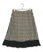 tricot COMME des GARCONSトリココムデギャルソン）の古着「異素材ドッキングチェックスカート」｜アイボリー
