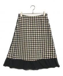 tricot COMME des GARCONS（トリココムデギャルソン）の古着「異素材ドッキングチェックスカート」｜アイボリー