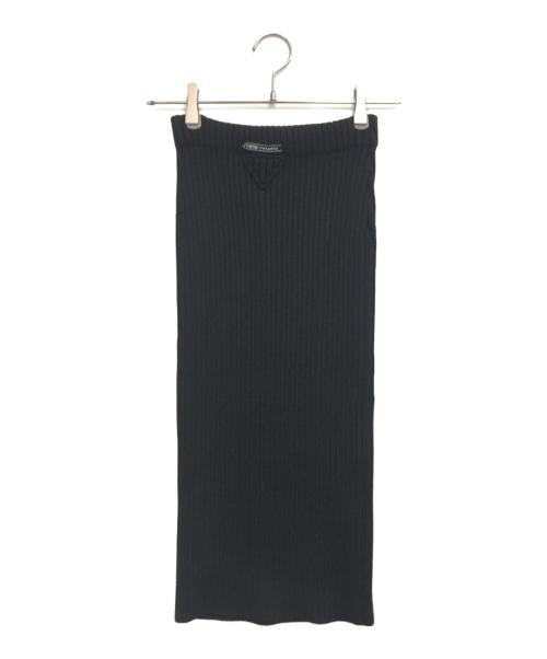 PRADA（プラダ）PRADA (プラダ) スリムフィットリブニットスカート ブラック サイズ:36の古着・服飾アイテム