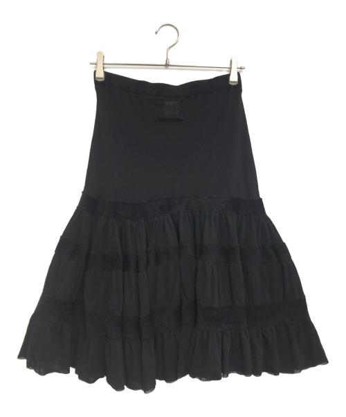 Jean Paul GAULTIER MAILLE FEMME（ジャンポールゴルチエ マイユ フェム）Jean Paul GAULTIER MAILLE FEMME (ジャンポールゴルチエ マイユ フェム) テーピングパワーネットフリルスカート ブラック サイズ:Mの古着・服飾アイテム