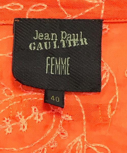 Jean Paul Gaultier FEMME（ジャンポールゴルチエ フェム）Jean Paul Gaultier FEMME (ジャンポールゴルチエ フェム) 花柄総刺繍シャツワンピース オレンジ サイズ:40の古着・服飾アイテム