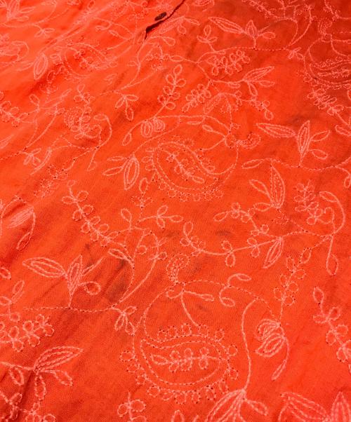 Jean Paul Gaultier FEMME（ジャンポールゴルチエ フェム）Jean Paul Gaultier FEMME (ジャンポールゴルチエ フェム) 花柄総刺繍シャツワンピース オレンジ サイズ:40の古着・服飾アイテム