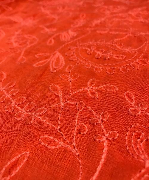 Jean Paul Gaultier FEMME（ジャンポールゴルチエ フェム）Jean Paul Gaultier FEMME (ジャンポールゴルチエ フェム) 花柄総刺繍シャツワンピース オレンジ サイズ:40の古着・服飾アイテム