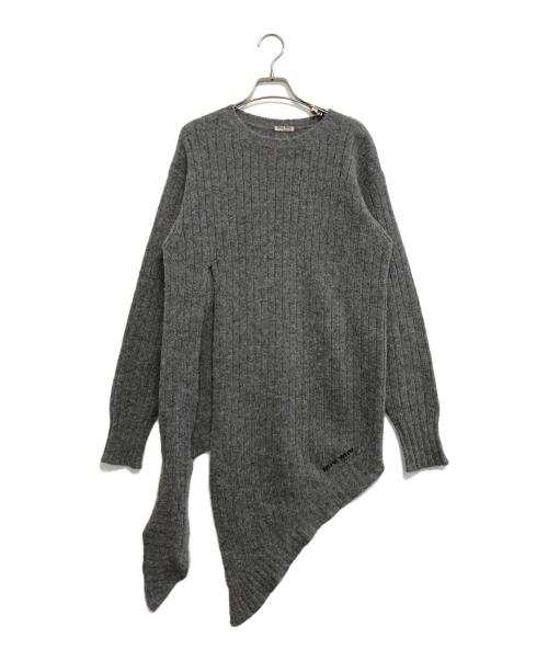 MIU MIU（ミュウミュウ）MIU MIU (ミュウミュウ) Asymmetric Knit Sweater グレー サイズ:38の古着・服飾アイテム