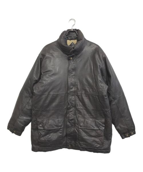 Eddie Bauer（エディーバウアー）Eddie Bauer (エディーバウアー) レザーグースダウンジャケット ブラウン サイズ:XLの古着・服飾アイテム