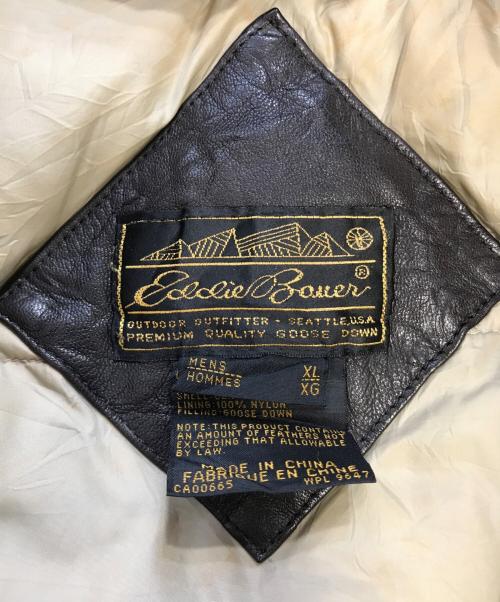Eddie Bauer（エディーバウアー）Eddie Bauer (エディーバウアー) レザーグースダウンジャケット ブラウン サイズ:XLの古着・服飾アイテム