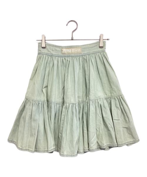 MIU MIU（ミュウミュウ）MIU MIU (ミュウミュウ) ミニスカート 黄緑 サイズ:38の古着・服飾アイテム