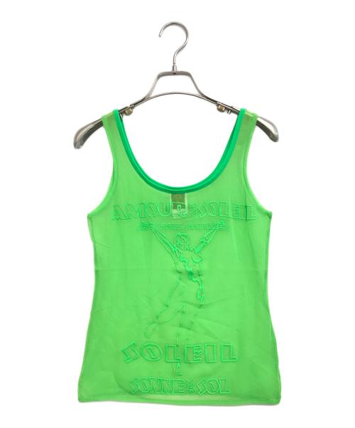 Jean Paul GAULTIER SOLEIL（ジャンポールゴルチェ ソレイユ）Jean Paul GAULTIER SOLEIL (ジャンポールゴルチェ ソレイユ) パワーネットロゴタンクトップ 黄緑 サイズ:Mの古着・服飾アイテム