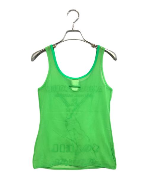 Jean Paul GAULTIER SOLEIL（ジャンポールゴルチェ ソレイユ）Jean Paul GAULTIER SOLEIL (ジャンポールゴルチェ ソレイユ) パワーネットロゴタンクトップ 黄緑 サイズ:Mの古着・服飾アイテム