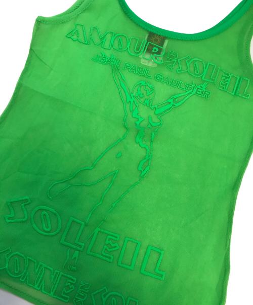 Jean Paul GAULTIER SOLEIL（ジャンポールゴルチェ ソレイユ）Jean Paul GAULTIER SOLEIL (ジャンポールゴルチェ ソレイユ) パワーネットロゴタンクトップ 黄緑 サイズ:Mの古着・服飾アイテム