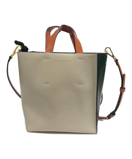 MARNI（マルニ）MARNI (マルニ) MUSEO BAG MINI ベージュ×グリーンの古着・服飾アイテム