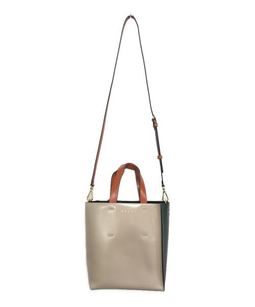 MARNI（マルニ）MARNI (マルニ) MUSEO BAG MINI ベージュ×グリーンの古着・服飾アイテム