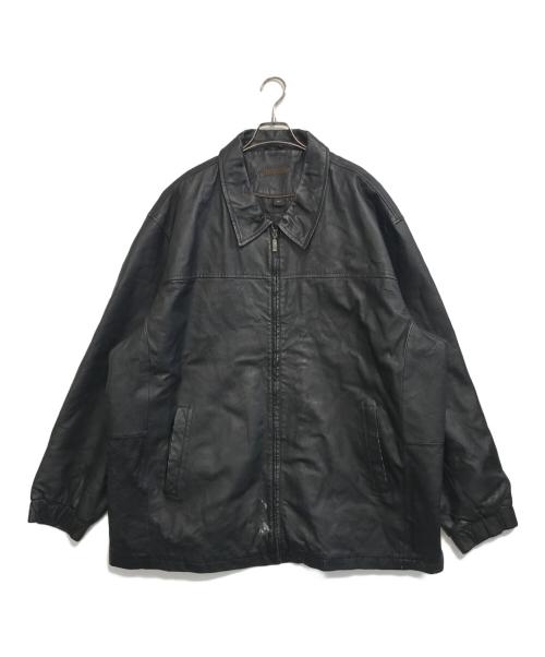 ST JOHN'S BAY（セントジョンズベイ）ST JOHN'S BAY (セントジョンズベイ) レザージャケット ブラック サイズ:3XLTの古着・服飾アイテム