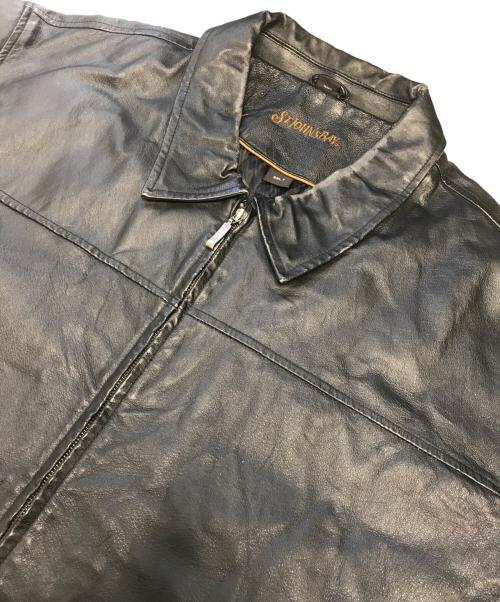 ST JOHN'S BAY（セントジョンズベイ）ST JOHN'S BAY (セントジョンズベイ) レザージャケット ブラック サイズ:3XLTの古着・服飾アイテム